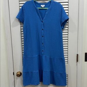 J Jill Cotton Gauze Drop Waist Dress